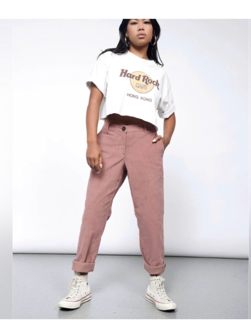 Wildfang Mauve Corduroy Straight Leg Trouser Essential Size 10